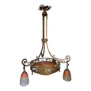 1920s Schneider Art Deco Chandelier For Sale