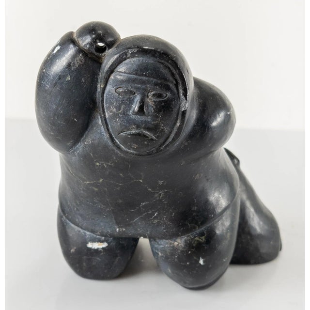 Black Mid 20th Century Inuit Style Stone Carving For Sale - Image 8 of 13