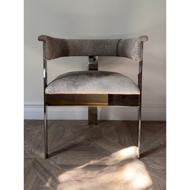 Modern Darcy Hide Chair Nickel For Sale - Image 3 of 5