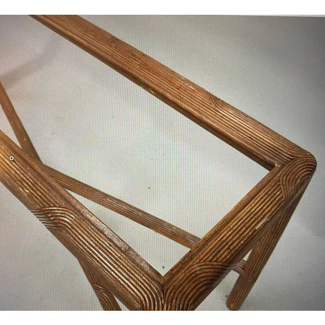 1970s Gabriella Crespi Style Pencil Reed Console Table With New Glass For Sale - Image 9 of 12