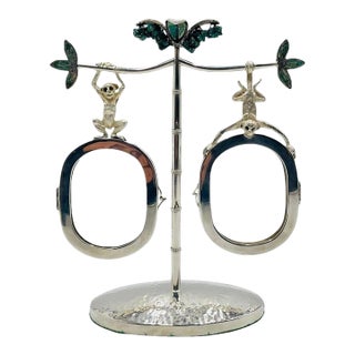 1980s Emilia Castillo Monkey Picture Frame With Malachite Inlay, Taxco Mexico For Sale