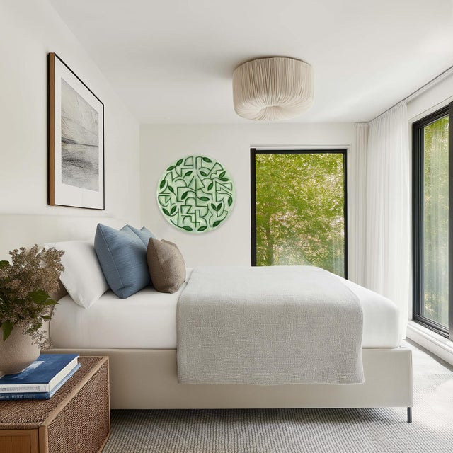 Tondo Arboretum - Circular Contemporary Abstract Sage Green Botanical Painting Original Artwork by Harrison Gilman For Sale In Los Angeles - Image 6 of 8