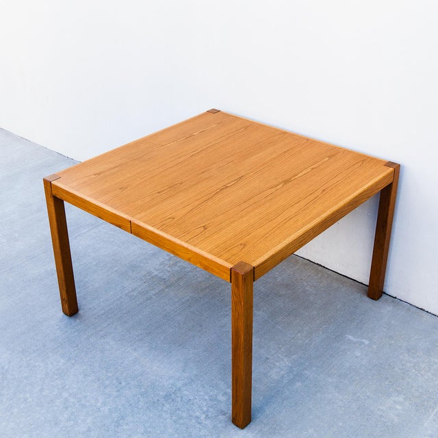 1970s 1970s Large Mid Century Oak Expandable Parsons Style Dining Table For Sale - Image 5 of 13