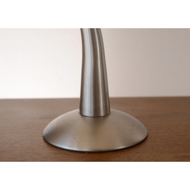 Vintage Postmodern Memphis Brushed Metal & Glass Table Lamp For Sale In San Francisco - Image 6 of 9