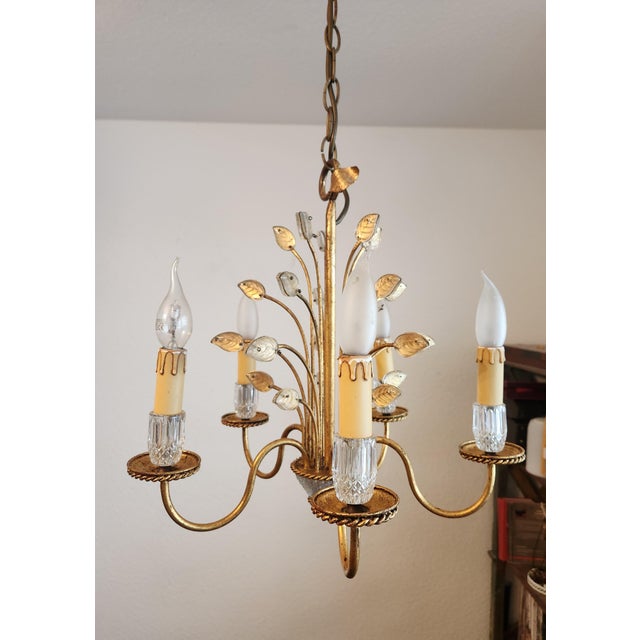 Modern Vintage Five-Arm Florentine Chandelier, 1960s For Sale - Image 3 of 18
