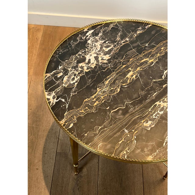 1940s Maison Ramsay Round Coffee Table with Marble Top For Sale - Image 6 of 12