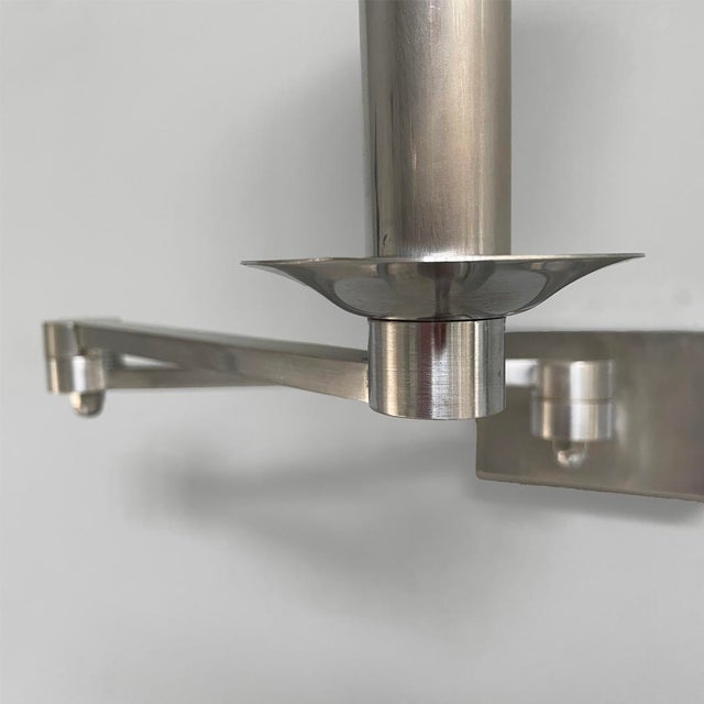 Italian Art Deco Wall Lamps in Metal and White Glass, 1940s, Set of 2 For Sale - Image 9 of 11
