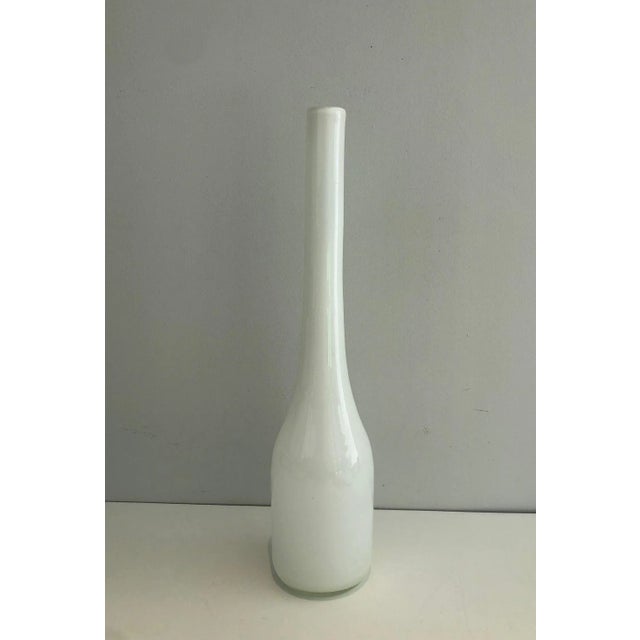White Circa 1970 French Tall White Opaline Glass Vase For Sale - Image 8 of 9