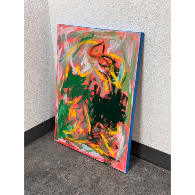Design Plus Gallery presents a Circa 2025 Abstract Acrylic on Canvas Painting by artist John Fooks. Expressive gestural...