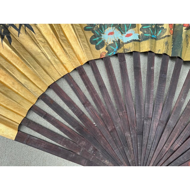 Mid Century Monumental Hand-Painted Fan For Sale - Image 10 of 18