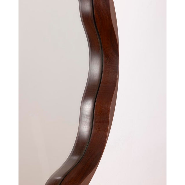 1970s Vintage Italian Wall Mirror in Shaped Wood, 1970s For Sale - Image 5 of 10