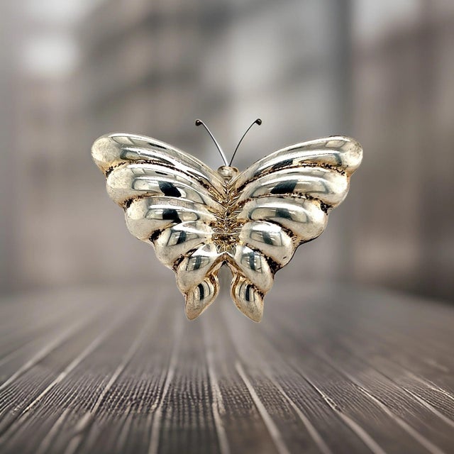 1990s Tiffany & Co Estate Butterfly Brooch Sterling Silver For Sale - Image 11 of 11