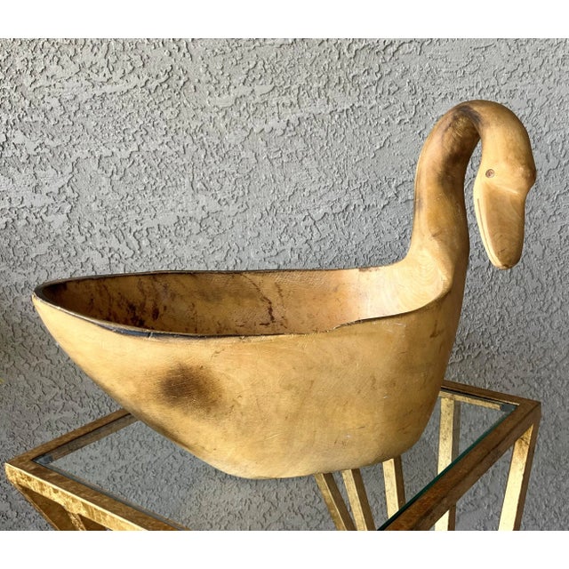 Mexican Mid 20th-Century Hand-Hewn Swan-Shaped Decorative Wooden Bowl / Cachepot, Mexico For Sale - Image 3 of 18
