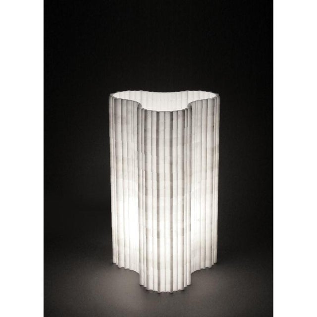 Stripes a3 decorative table lamp in afyon white marble by bufalini marmi dimensions: ø 28 x h 54 cm. Materials: afyon...