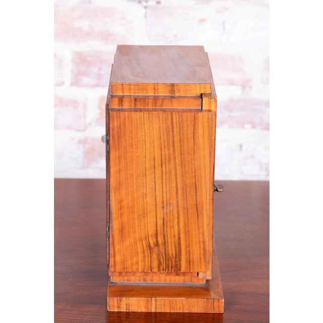 1920s Art Deco Table Clock in Walnut, Brass, and Glass, Czech, 1920s For Sale - Image 5 of 11