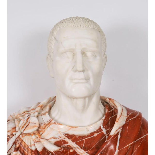 Vintage Portrait Bust of Roman Emperor Otho on Pedestal, 20th Century, Carrara For Sale - Image 5 of 18