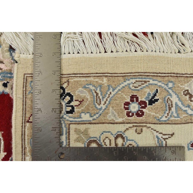 Fine Nain Rug 8′ X 11’3” Red Wool Traditional Hand-Knotted Oriental Carpet For Sale - Image 15 of 15