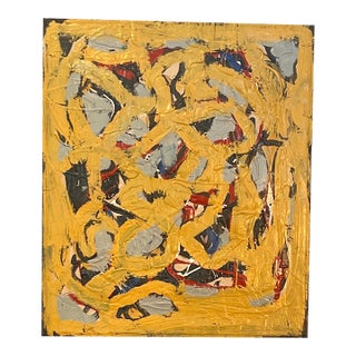 “Yellow” by John Frates, Mid Century Modern,contemporary, 2023, 24x21x1.75 Image, With Frame, See Last Photo For Sale