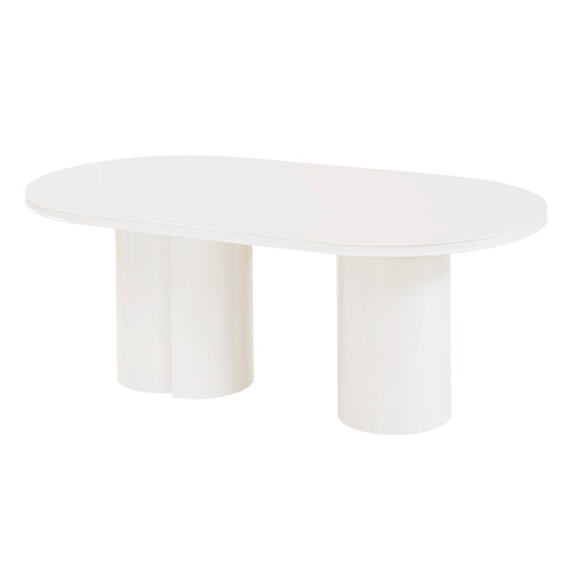 Elora White Lacquer Oval Dining Table For Sale - Image 4 of 10