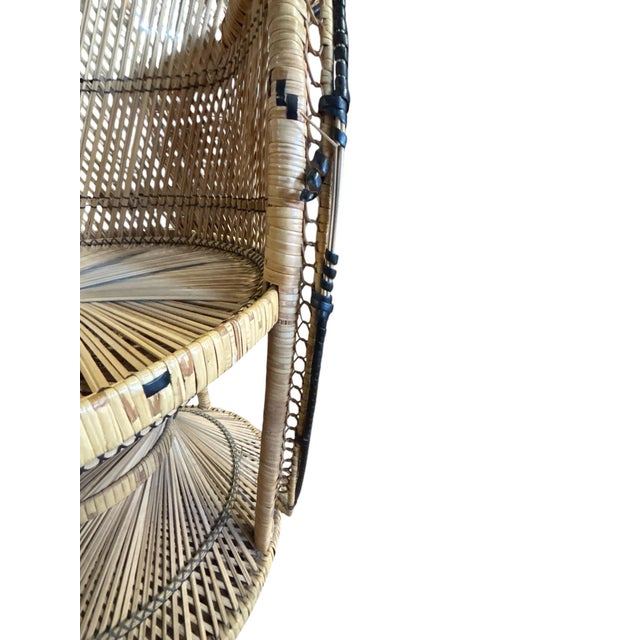 Vintage Boho Revival Peacock Style Wicker Accent Chair With Fan Back For Sale - Image 11 of 12
