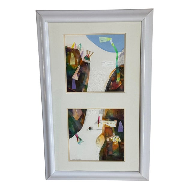 Discover the captivating abstract world of Bolivian-Brazilian artist Mario Cespedes (1942-2007) with this dual original...