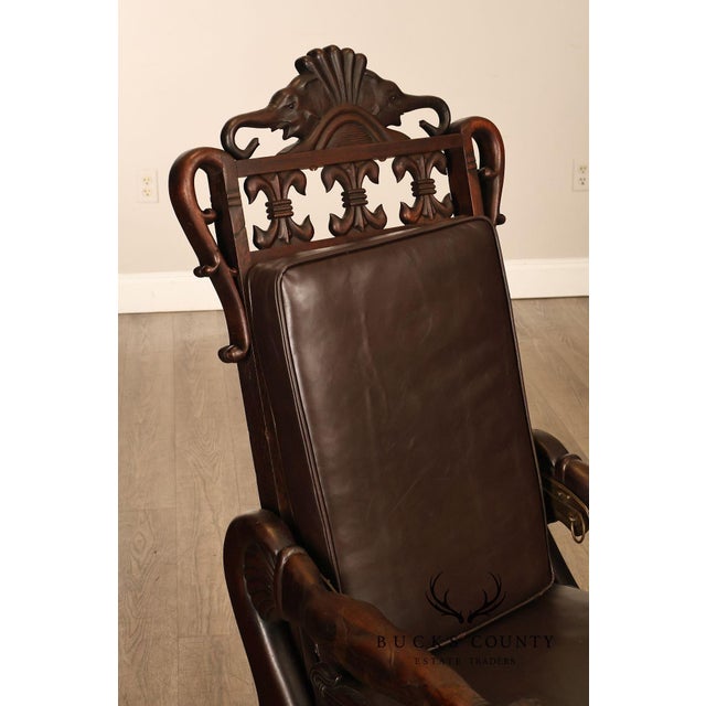 Exceptional 19th Century Anglo-Indian / Burmese Colonial Figural Carved Hardwood Throne Armchair For Sale - Image 15 of 18