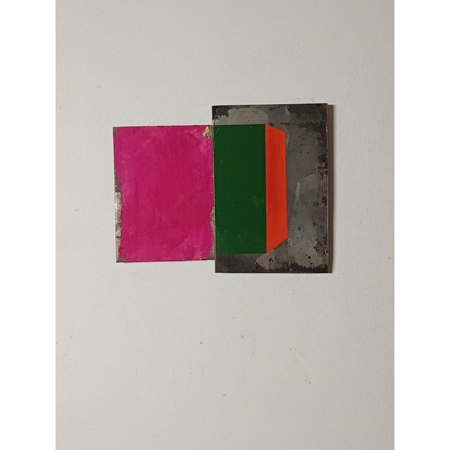 Contemporary Abstract Tempera and Aerosol on Metal "N 35" by Andre Debono For Sale - Image 4 of 8