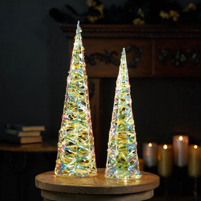 Kenneth Ludwig Chicago Iridescent LED Tree (Set of 2) For Sale - Image 4 of 5