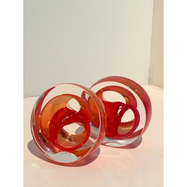 Mid 20th Century English Teign Valley Red Art Glass Sculptures or Bookends - A Pair For Sale - Image 5 of 12