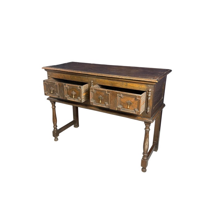 Antique Geometric Oak Dresser Base, 1890s For Sale - Image 3 of 16