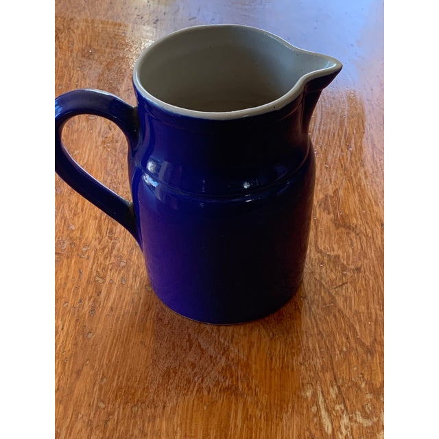 Ceramic Vintage French Water Pitchers Digoin Grespots # 0, 2 , 4, Cobalt Blue Glaze Farmhouse Set of 3 For Sale - Image 7 of 12