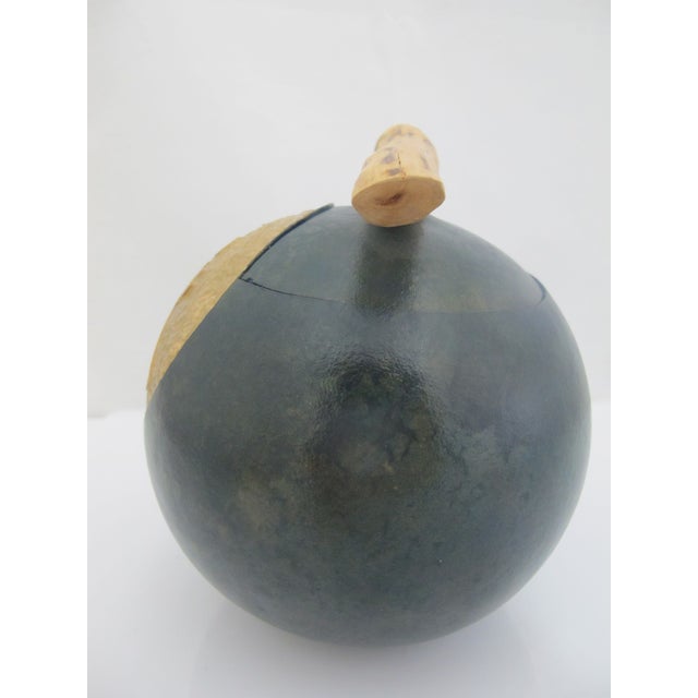 Late 20th Century R Hess Hand Carved Folk Art Gourd With Prancing Deer Branch Handle Box For Sale - Image 5 of 9