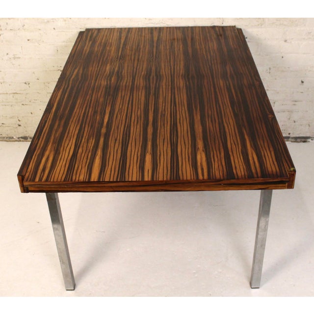 Wood Mid-Century Modern Macassar and Chrome Dining Table Attributed to Fritz Schroder K.-G. For Sale - Image 7 of 18