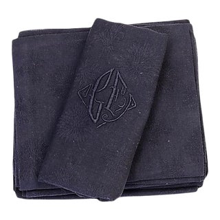 Antique French Purple "g E" Monogram Napkins, Set of 10 For Sale