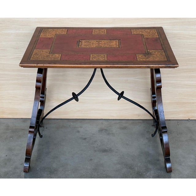 Spanish Baroque Side Table with Lyre Legs and Marquetry Top, 1850 For Sale - Image 18 of 18