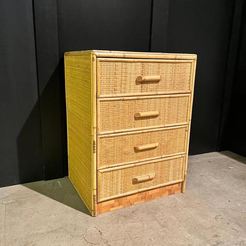 Mid-Century Rattan 4-Drawer Bedside Table For Sale - Image 5 of 7