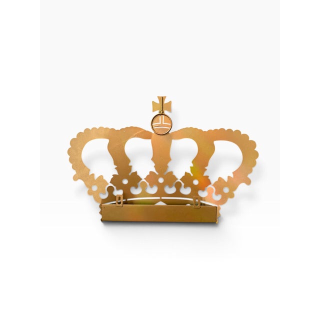 Vintage Gold Jeweled Crown Wall Sculpture | Rhinestone Royal Crown Decor | Hollywood Regency For Sale In Portland, ME - Image 6 of 6