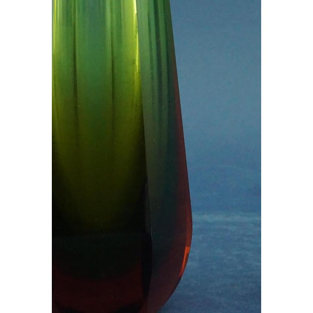Vintage Green and Red Sommerso Glass Vase from WMF Ikora Krystall, German, 1960s For Sale - Image 16 of 18