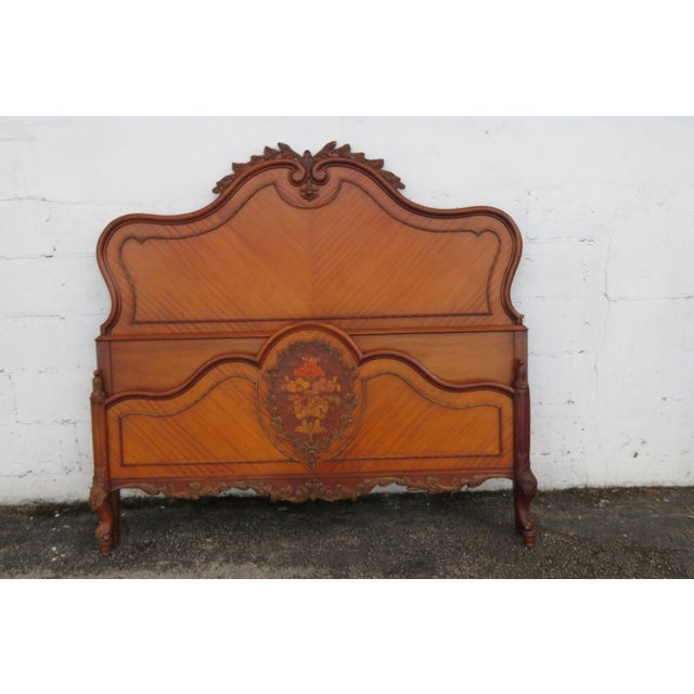 French French Johnson Furniture Carved Inlay Full Size Bed 6236 For Sale - Image 3 of 17