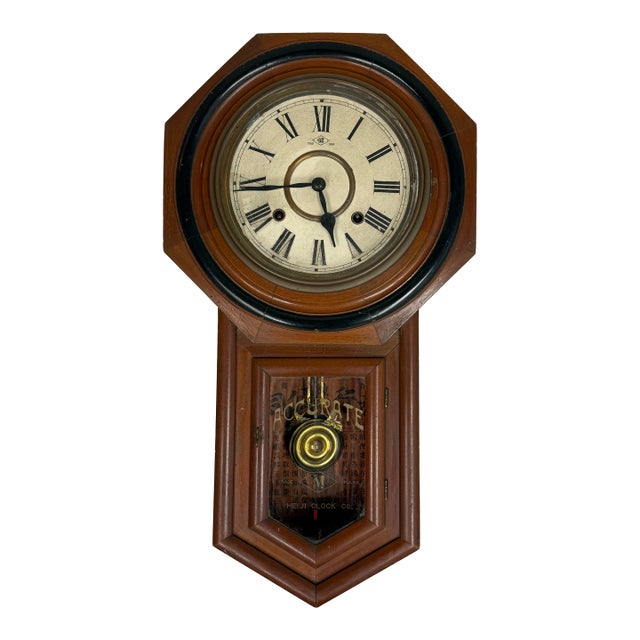 Meiji Clock Co. Octagonal Pendulum Wall Clock, Antique For Sale