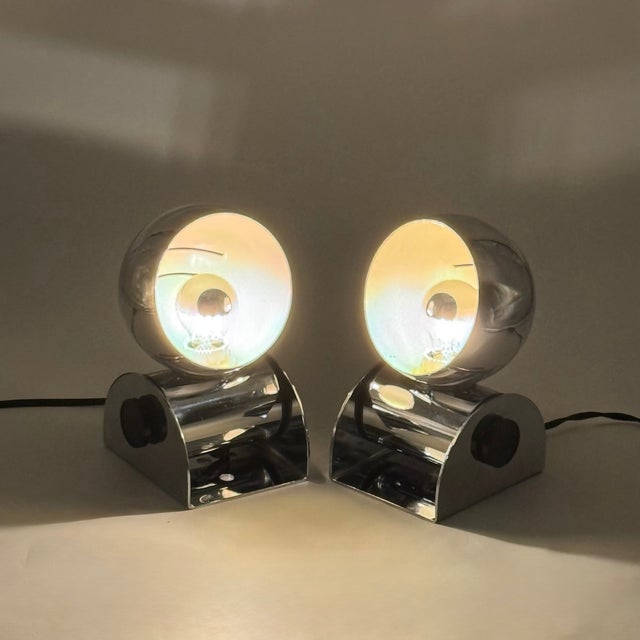 Chrome Eyeball Lamps by Enrico Tronconi for Tronconi, Italy, 1970s, Set of 2 For Sale - Image 6 of 10