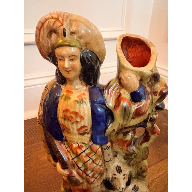 Ceramic Vintage Scottish Ceramic Figure Spill Vase For Sale - Image 7 of 9