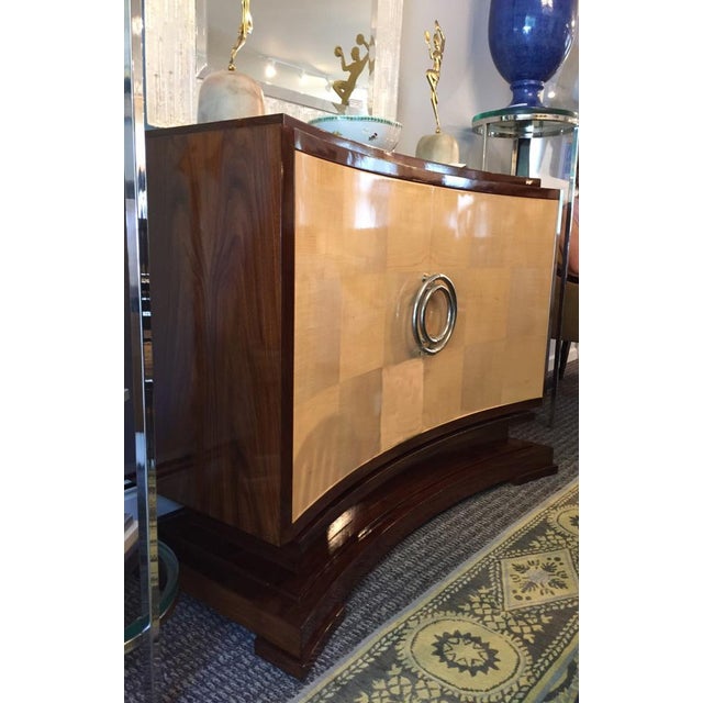 Aphelion Elliptical Faced Door Cabinet in Sycamore and Santos Rosewood | Chairish