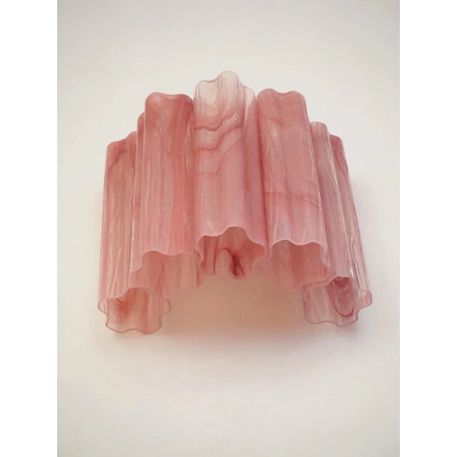 2010s Pair of Murano Glass Tube Wall Sconces 5 Pink Alabaster Glass Tube For Sale - Image 5 of 9