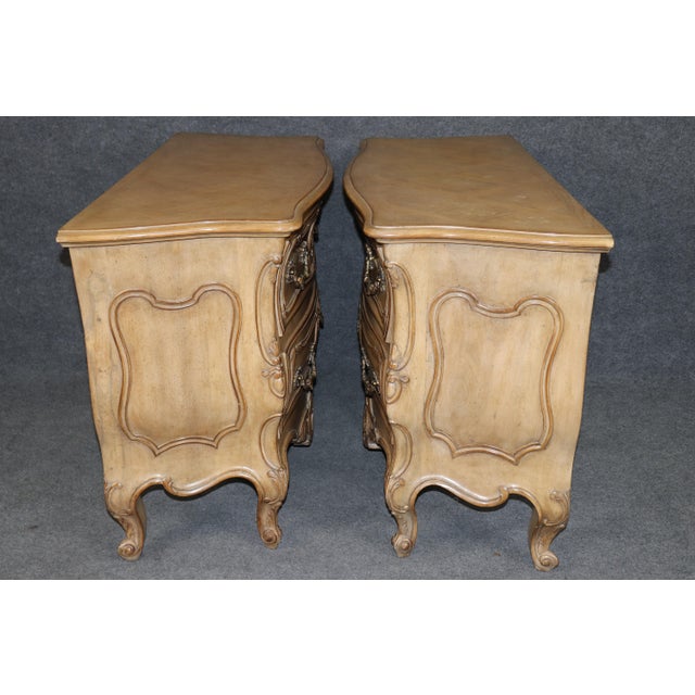 Pair Country French Carved Drawer Commodes by Auffray Furniture For Sale - Image 4 of 14