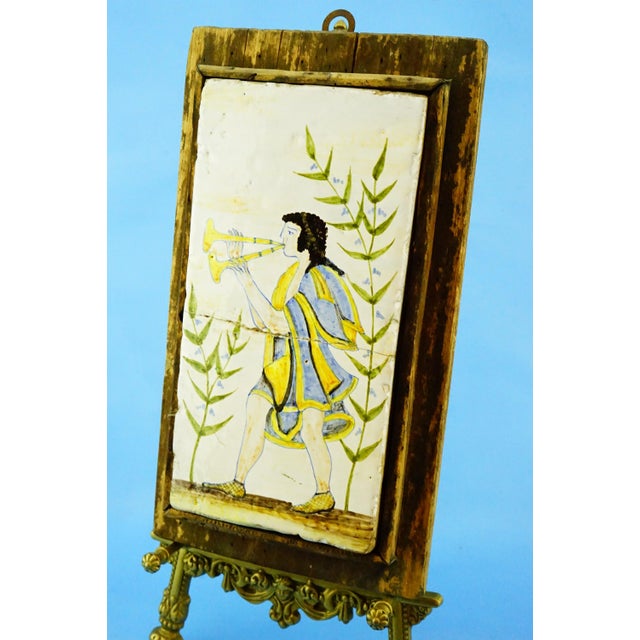 1920s 20th Century, Archaic Ceramic Tile Plaque with Wooden Support, Viterbo Tuscia Italy., 1920s, Ceramic For Sale - Image 5 of 18