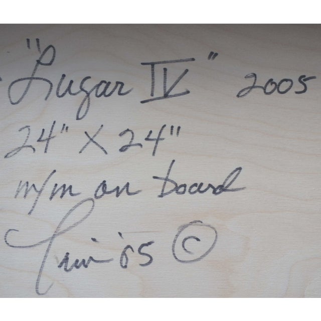 2000 - 2009 Luzar IV Abstract Painting, Oil on Plywood, 24x24, Signed by Tina Fuentes For Sale - Image 5 of 5