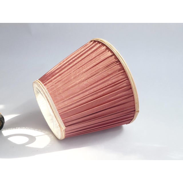 Mid-Century Teak Accordion Lamp with Red Pleaded Shade, 1960s For Sale - Image 11 of 12