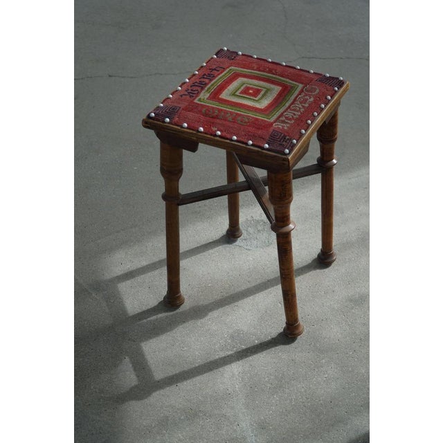 Scandinavian Almue Stool in Wood and Fabric, 1920s For Sale - Image 11 of 15