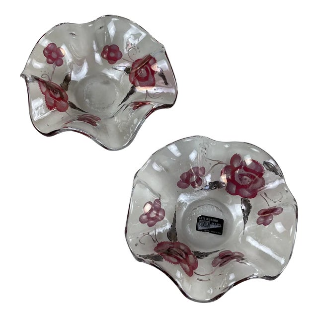 Ashtrays in Decorated Murano Glass, Italy, 1960s, Set of 2 For Sale